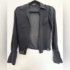 BCBG silk black Women's Sheer Black Button-Up blouse size 0
